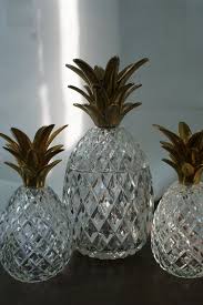 Reduced Glass Pineapple Box Crystal And Brass Pineapple Box 3 Storage Trinket Boxes Pinas De Vidrio Vanity Space And B Pineapple Decor Decor Pineapple Room