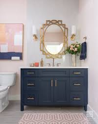 Lakeside Guest Bathroom By Interior Design Studio Steidley In Dallas Texas Showing White And G Navy Blue Bathroom Decor Powder Room Design Blue Bathroom Decor