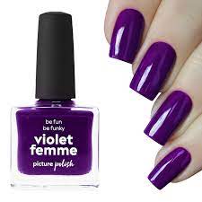 Modern looking and amazing trends of cutest purple milky pink and glitter on coffin nails for all the fashionable girls to show off in this year. Violet Femme Nail Polish Neon Purple Nail Color Picture Polish