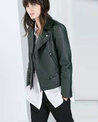 Zara Cazadora Efecto Piel Zara Leather Jacket Green Leather Jacket Outfit Faux Leather Jacket Women