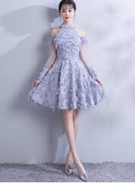 Charming Halter Grey Short Homecoming Dress Cute Party Dress Prom Dresses For Teens Cute Dresses For Party Homecoming Dresses