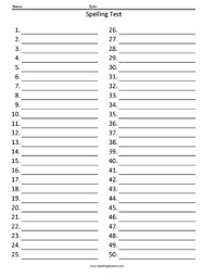 Can someone do an alphabetical state capitals one with no hints? Spelling Test Paper To 50 Teaching Squared