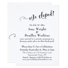 Simple Pretty Typography We Eloped Celebration Invitation Zazzle Com Typography Wedding Invitations Wedding Party Cards Simple Wedding Invitations