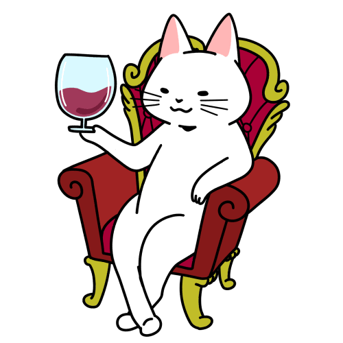 ワイングラスを持ったお金持ち猫のイラスト - 商用利用できる無料のフリーイラスト「ふりねこ素材」