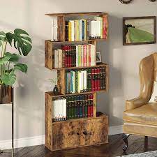 The bookshelf features five shelves to hold anything from books, decorations, work documents, or family heirlooms. Buy Rolanstar Bookshelf With Doors 5 Tier Bookcase With Cabinet Freestanding Bookshelves Storage Display Cabinet Rustic Wood Bookshelf For Living Room Bedroom Home Office Online In Turkey B08jy8pjgq