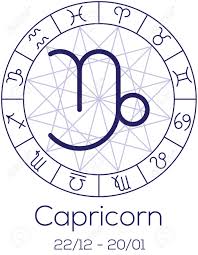 Zodiac Sign Capricorn Astrological Symbol In Wheel With Polygonal