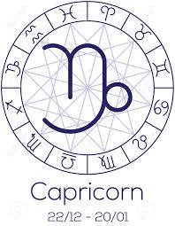 zodiac sign capricorn astrological symbol in wheel with polygonal