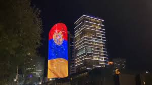Countryflags.com offers a large collection of images of the armenian flag. Armenian Flag And The Coat Of Arms Light Up The Evening In Nur Sultan Public Radio Of Armenia