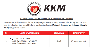 (gaji permulaan ialah pada gred n41: Permohonan Jawatan Kosong Kkm Gaji Rm2 080 00 Rm9 546 00