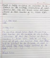Wishing you the very best for today and always. Invitation Replies Popular Questions Cbse Class 12 Science Vistas Writing Section Meritnation