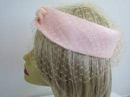 Pink Pillbox Hat With Veil Pillbox Fascinator Half Hat 1950s Etsy Pink Pillbox Hat Hat With Veil Hats Vintage