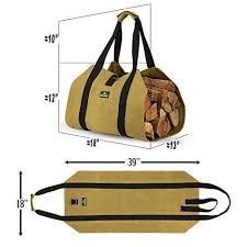 Forestwonder Log Carrier Firewood Tote Wood Carrying Bag For Fireplace 16oz Waxed Canvas Long Heavy Duty Handle An Log Carrier Firewood Carrier Firewood Tote