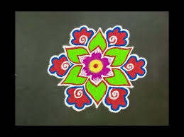 Simple Rangoli Design With Colours For Festivals And Competitions With Dots 9x5 Beautiful Kolam Rangoli Designs Easy Rangoli Designs Colorful Rangoli Designs