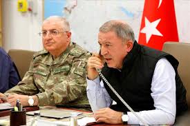 Hulusi akar (12 mart 1952, kayseri), türk asker ve 29. Turkey S Defense Minister Hulusi Akar Right Speaks On The Phone Alongside Chief Of The Genera Las Vegas Review Journal
