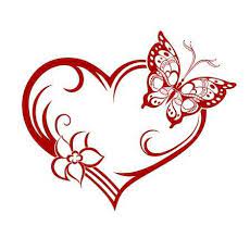 Abstract Silhouette Of Decorative Butterfly It Is Designed To Red Heart Tattoos Heart Tattoo Designs Butterfly Tattoo
