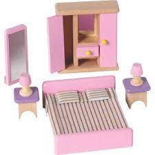 Wooden Dolls House Bedroom Furniture Rumah Boneka Kreatif Boneka