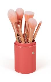 travel makeup brush case in pink