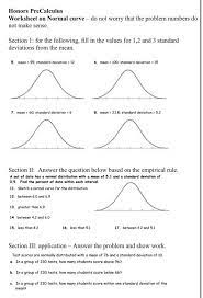 Email me with questions anytime: Solved Honors Precalculus Worksheet On Normal Curve Do Chegg Com