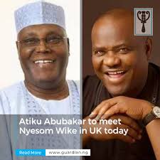 To end the stonewalling between himself and Rivers State Governor Nyesom  Wike, the presidential candidate of the PDP, Atiku Abubakar, has headed to  the United Kingdom. It was gathered that the former