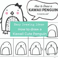 Easy Drawing Ideas Kawaii Cute Penguin Drawing Tinkerlab How to draw christmas pikachu easy | pokemon.