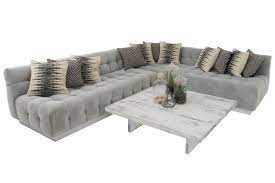 Vanessa ash black fabric reversible sectional sofa by poundex. Delano Mod Grey Velvet Sectional Sofa Modshop