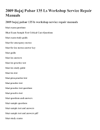 Publish your passions your way. 2009 Bajaj Pulsar 135 Ls Workshop Service Repair Manuals Manualzz