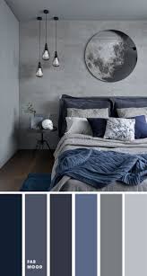 In the master suite of an upper east side home, the curtains in this monochromatic blue room. Bedroom Color Schemes Blue Grey Trendecors
