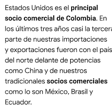 Durante el 2015 los principales destinos de exportación del país redujeron fuertemente las compras de productos colombianos. Cual Es El Nombre De La Persona Principal Socio Comercial De Colombia Brainly Lat