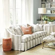 Candace Upholstered Sofa Ballard Designs Striped Sofa Living Room Sofa Cottage Sofa
