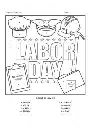Labor day is celebrated each year on the first monday in september. Labor Day Color By Number Activity Esl Worksheet By Baac
