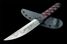 Ecos Knives 9" Kwaiken Hamon Lined Blade w/ Black Turk Maroon Stingray