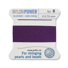 6 Amethyst Griffin Nylon Bead Cord 2 Meters