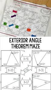 Exterior Angle Theorem Worksheet Solving Equations Maze Activity Solving Equations Teaching Geometry Geometry High School