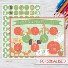 Reward Chart For Kids Boy Girl Woodland Friends Forest Animals After School Routine Potty Training Teeth Brushing Personalised