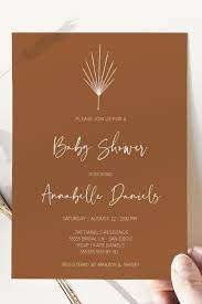 Rust Baby Shower Invitation Instant Download Template Burnt Orange Fall Boho Invite Editable Printed Option Templett Boho Baby Shower Invitations Baby Shower Invitations Orange Baby Shower