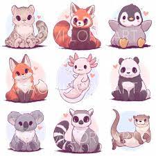 Safe, secure & free returns. Kawaii Animal Stickers And Or Prints 6x6 Or 8x8 Etsy Cute Animal Drawings Kawaii Cute Kawaii Drawings Kawaii Animals