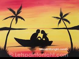 Eat Drink Laugh And Paint At Our Nightly Events Love Boat This Easy Acrylic Painting On Can Canvas Art Painting Sunset Painting Romantic Sunset Painting