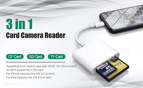 Amazon Com Denicmic Sd Cf Card Reader For Iphone Ipad Sd Cf Tf Memory Card Reader Adapter Digital Camera Reader Trail Game Camera Viewer For Iphone 11 X 8 Plus 8 7 Plus 7 6s Ipad Mini Air No App