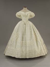 White Off The Shoulder Evening Gown Circa 1860s Historical Dresses Vintage Dresses Victorian Fashion