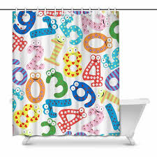 Mkhert Funny Number Chart With Cartoon Design For Kids Home Decor Waterproof Polyester Bathroom Shower Curtain Bath 66x72 Inch