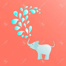 Baby Elephant Is Spraying Colorful Water Drops Over Itself It Is Perfect For Baby Shower Projects Cards Invitations Stickers Tags And Many More Vector Illustration For Your Design Royalty Free Cliparts Vectors