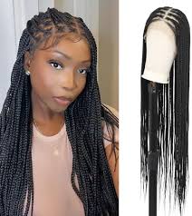 Amazon.com : Suntefic Knotless Box Braided Wigs for Black Women Glueless  Double Full Lace Front Human Hair Blended Lightweight Hand Braid Wig with  Baby Hair (Ombre Black to Blonde, 30 Inch) :