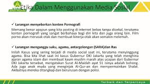 Penerapan dalam contoh penggunaan etika sosial di sekolah/lembaga pendidikan juga demikian adanya, yaitu dilakukan dalam bentuk formal misalnya saja setiap hari senin, pelajar yang duduk di jenis media pembelajaran dan fungsinya. Pertemuan 2 Etika Bermedia Sosial Ppt Download