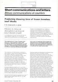 Pdf Predicting Thawing Time Of Frozen Boneless Beef Blocks