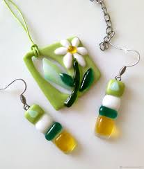 A touch of glass jewelry. Set Earrings And Glass Fusing Glass Necklace Jewelry Sets Jewelry Valresa Com