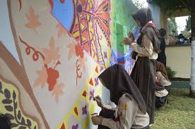 Lukisan tembok cafe hitam putih sabalukisan. Siswa Smp Negeri 1 Baturraden Mural Dinding Sekolah Krjogja