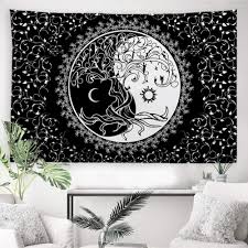 Yin and yang are two halves of a whole and are yet dependent upon each other. Trippy Sun And Moon Tapestries Bohemian Hippie Black And White Tapestry Psychedelic Yin Yang Wall Art Tree Of Life Wall Hanging Blanket Bedspread Table Cloth For Bedroom Dorm Walmart Canada
