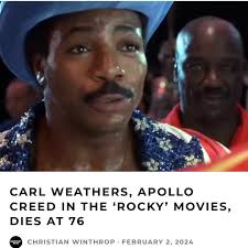 Carl Weathers, the charismatic actor renowned for his portrayal of Apollo  Creed in the iconic “Rocky” film series, passed away peacefully in his  sleep
