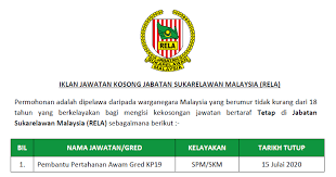 Contoh soalan pembantu pertahanan awam gred kp19. Permohonan Jawatan Kosong Di Jabatan Sukarelawan Malaysia Rela Kelayakan Spm Skm