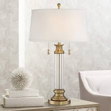 Rolland Warm Antique Brass And Crystal Column Table Lamp 9h213 Lamps Plus In 2020 Traditional Table Lamps Brass Table Lamps Crystal Table Lamps
